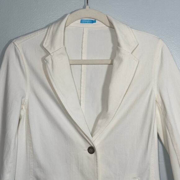 J.McLaughlin Size S White Cotton Blend Single-Breasted Two-Button Blazer Jacket - Picture 2 of 9